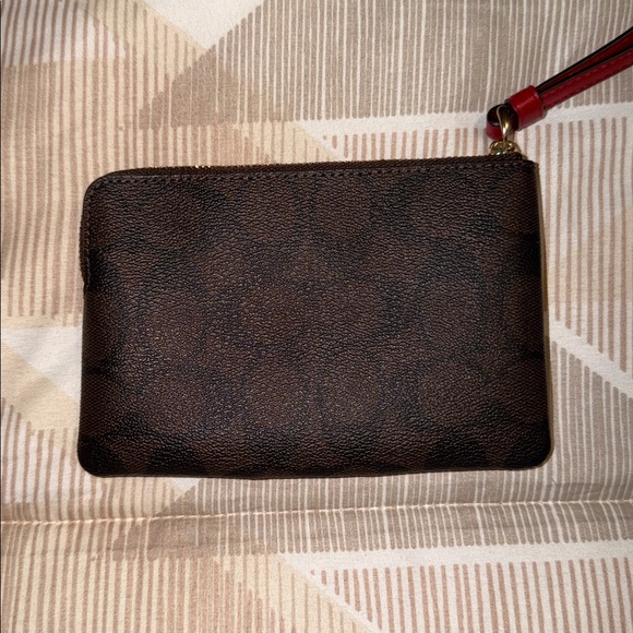 Coach Signature Dark Brown and Red Wristlet NWT - Picture 3 of 8